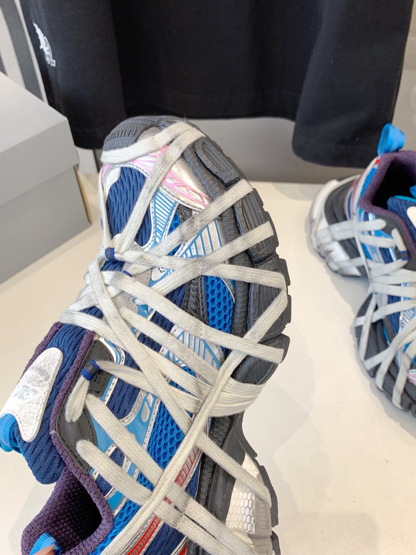 Balanciaga 3XL EXTREME LACE SNEAKER BLUE MIX PINK SILVER AND RED