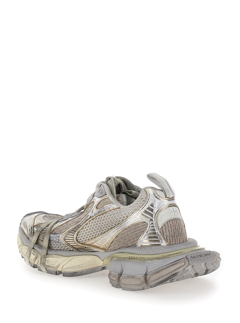 Balenciaga Women '3Xl' Metallic Low Top Sneakers With Logo Detail In Tech Fabric Woman