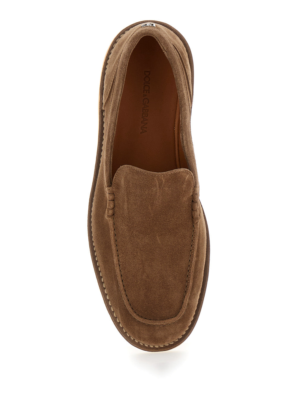 Dolce & Gabbana Men 'New Florio Ideal' Brown Loafers With Dg Detail In Suede Man