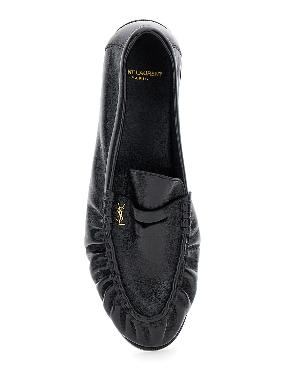Saint Laurent Men Black Loafers With Cassandre In Leather Man