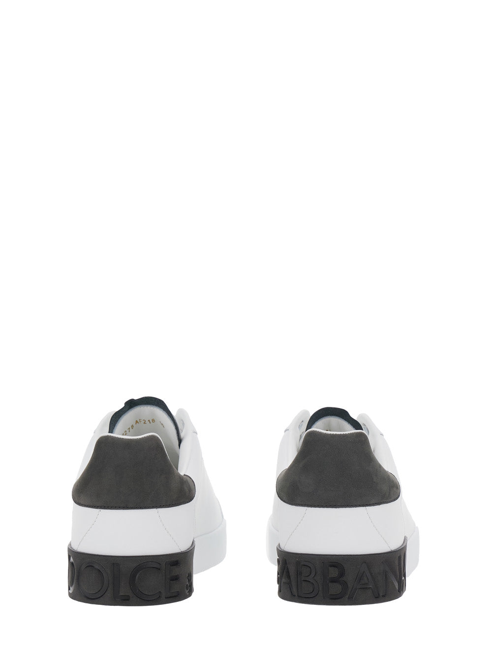 Dolce & Gabbana Men 'Portofino' White Low Top Sneakers With Logo Lettering On The Rear In Leather Man