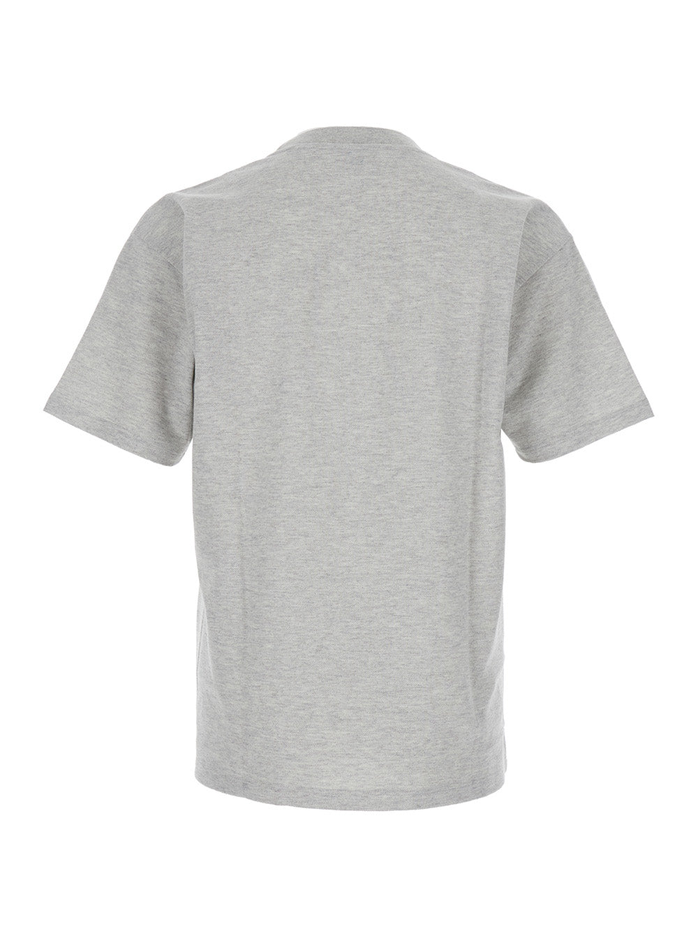 Saint Laurent Men Grey Crewneck T-Shirt With Cassandre Embroidery In Cotton Man