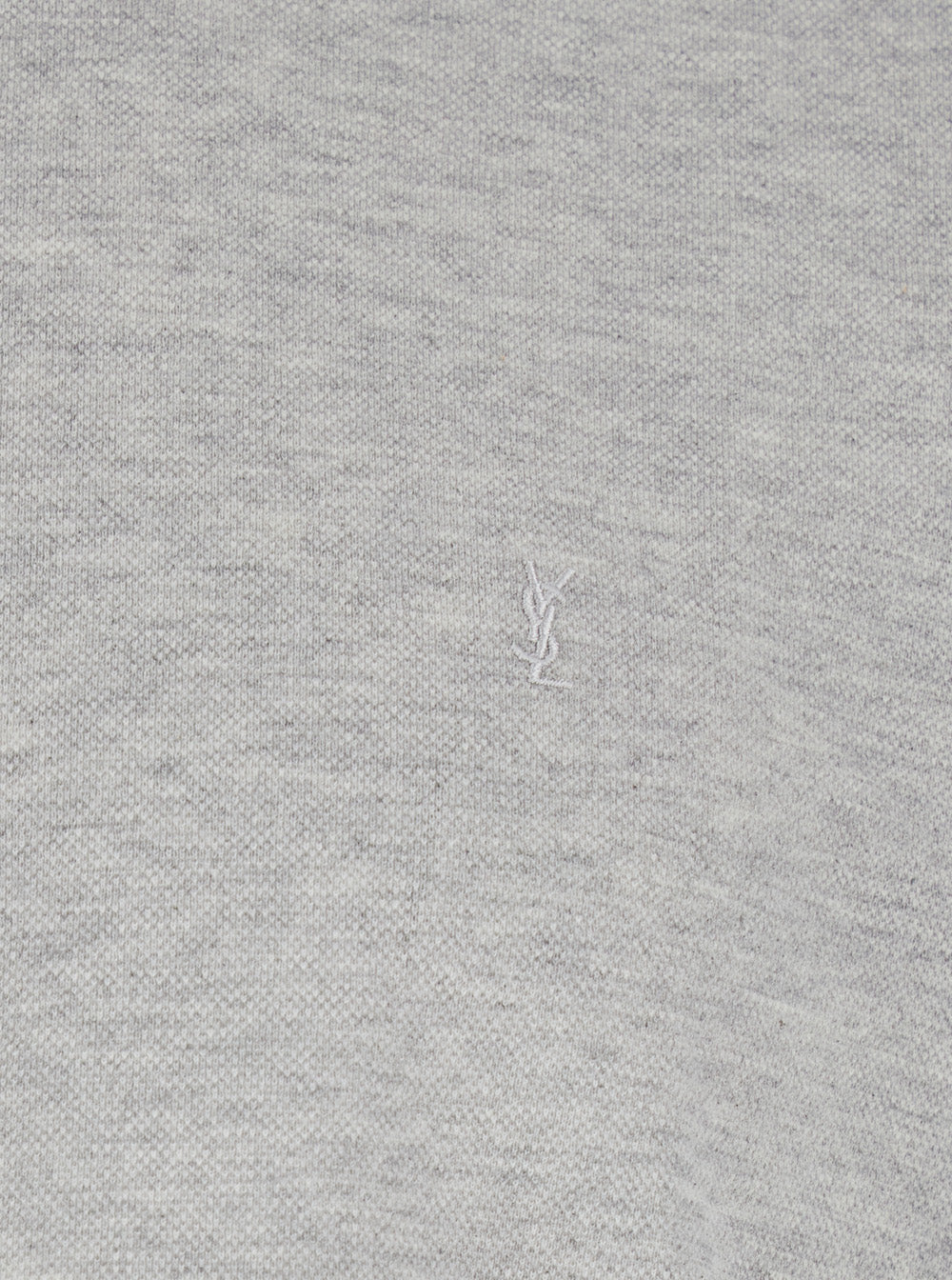 Saint Laurent Men Grey Crewneck T-Shirt With Cassandre Embroidery In Cotton Man