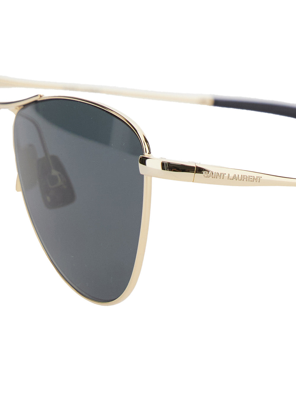 Saint Laurent Women Gold Tone Sunglasses With Engraved Logo In Metal Woman