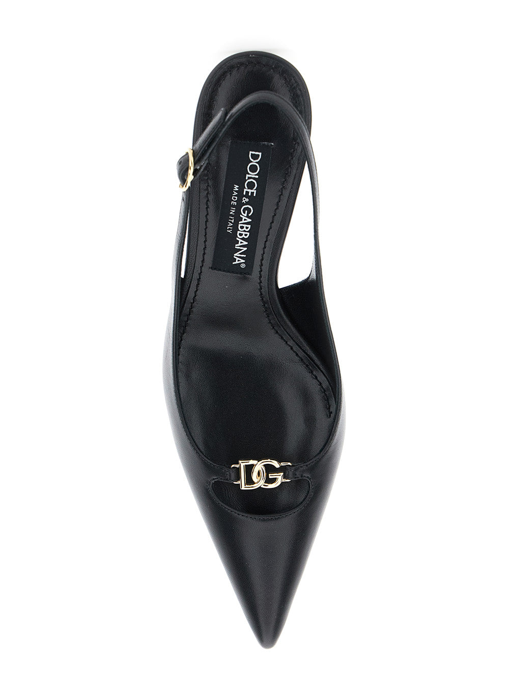 Dolce & Gabbana Women Black Slingback Pumps With Logo Plaque On The Front In Patent Leather Woman