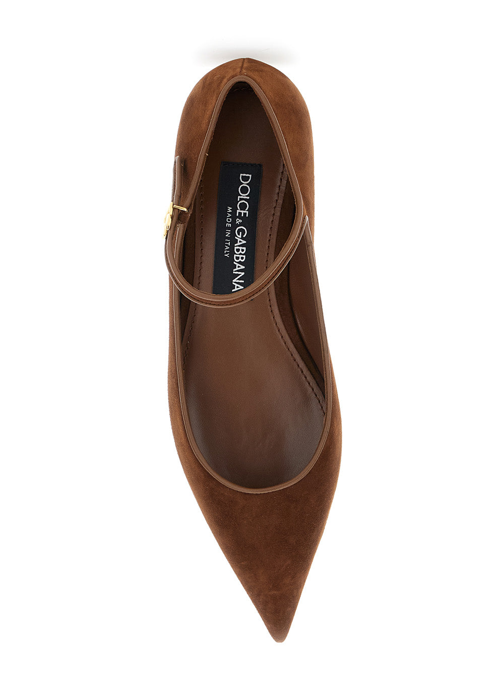 Dolce & Gabbana Women Brown Pointed Toe Ballerinas With Dg Logo On The Side In Suede Woman