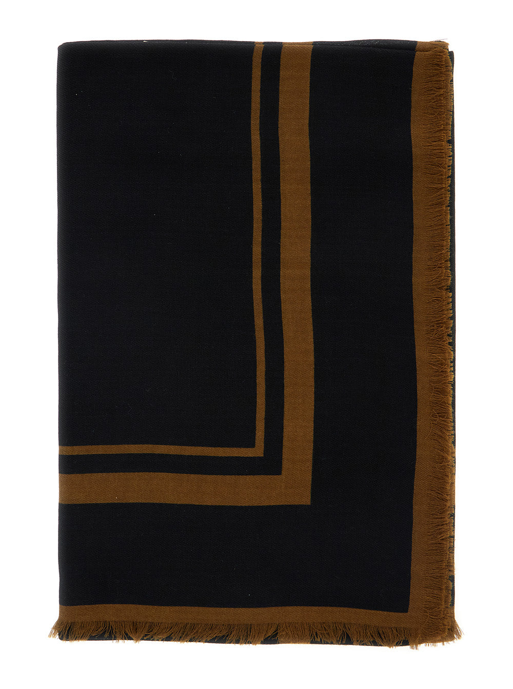 Saint Laurent Men Black Square Scarf With Cassandre On The Front And Leopard Motif In Wool Woman