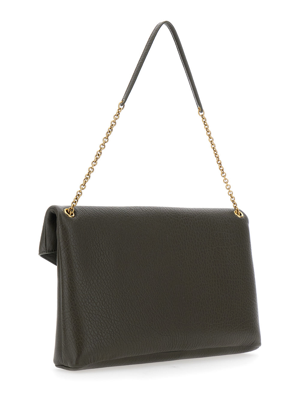 Saint Laurent Women Green Crossbody Bag With Envelope Design And Cassandre Plaque On The Front In Leather Woman