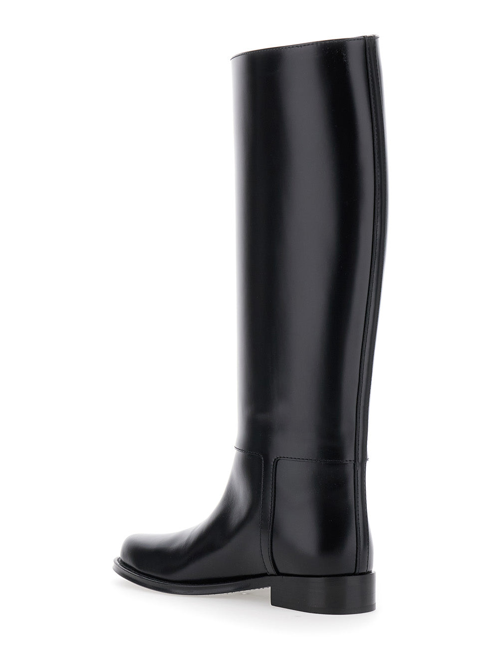 Saint Laurent Women Black Boots With Side Metal Plate In Leather Woman