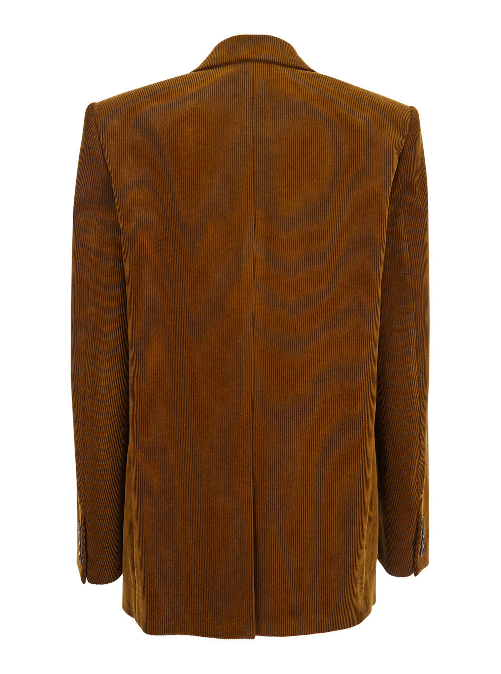 Saint Laurent Women Brown Double-Breasted Jacket With Notched Revers And In Corduroy Woman