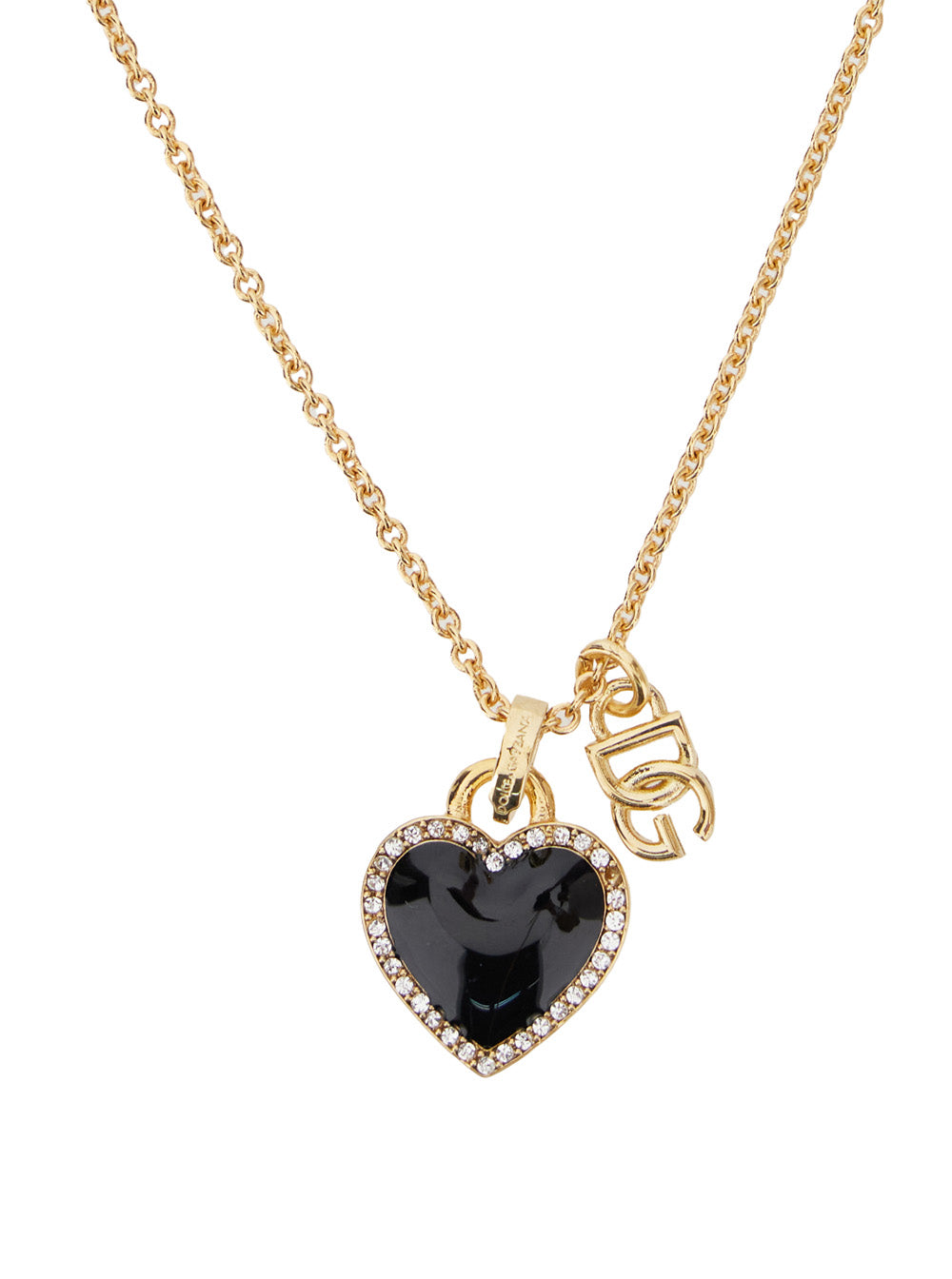 Dolce & Gabbana Women Gold Colored Necklace With Logo Pendant And Heart Pendant In Brass Woman