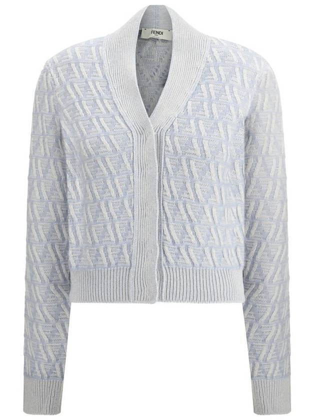 Fendi FF Cashmere Wool Cardigan Light Blue