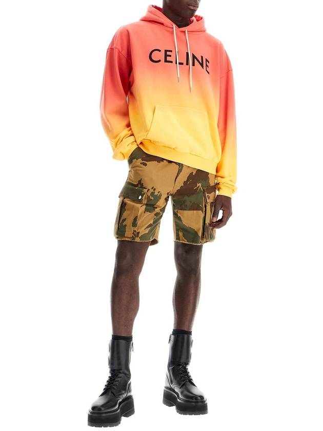 CELINE Logo-Print Cotton Hoodie Sunset