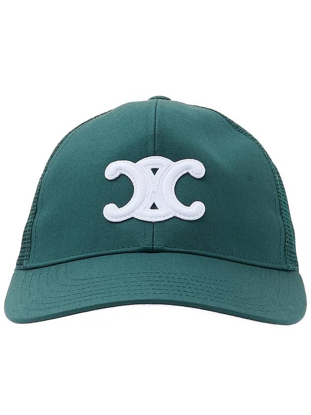CELINE Triomphe Patch Cotton Mesh Ball Cap Dark Green