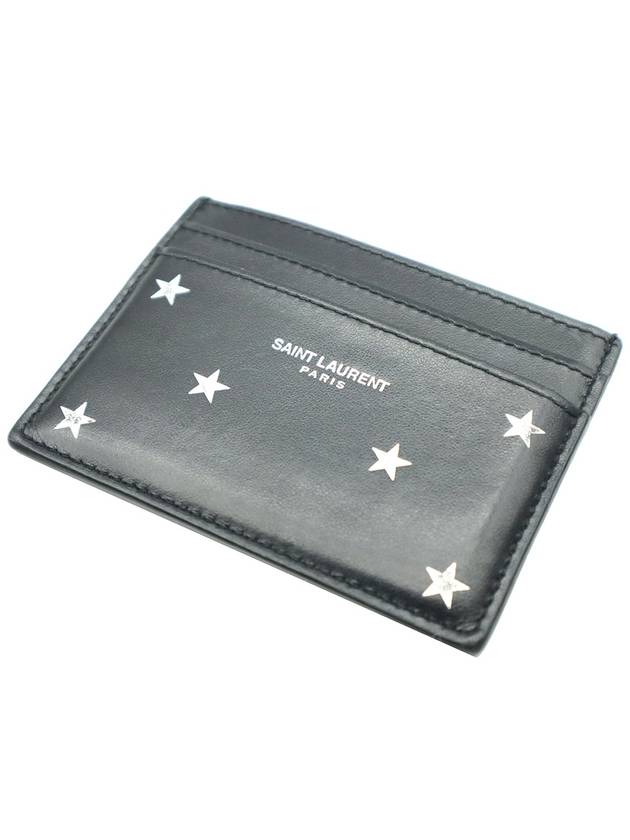 Saint Laurent Saint Laurent 375946 Black Smooth Leather Star Logo Card Wallet