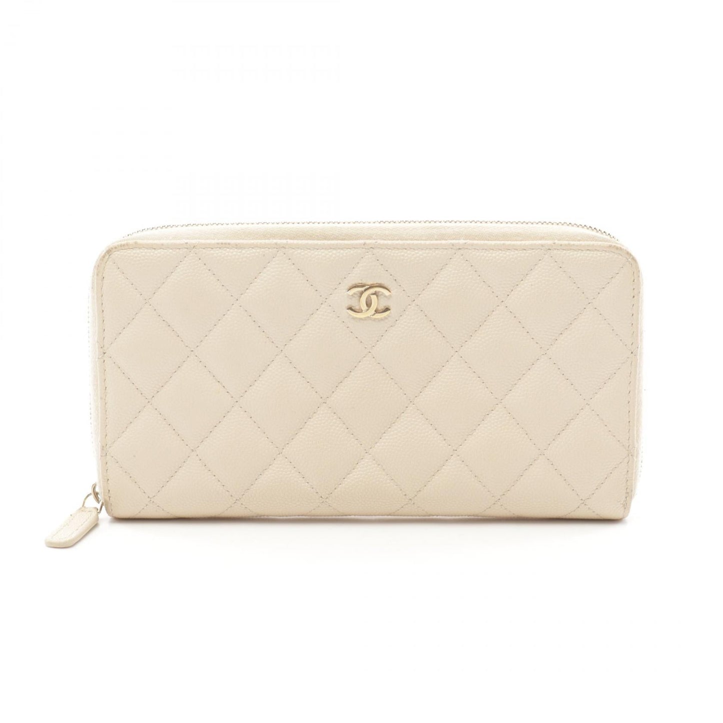 Chanel Classic Long Zip Wallet Leather Ivory