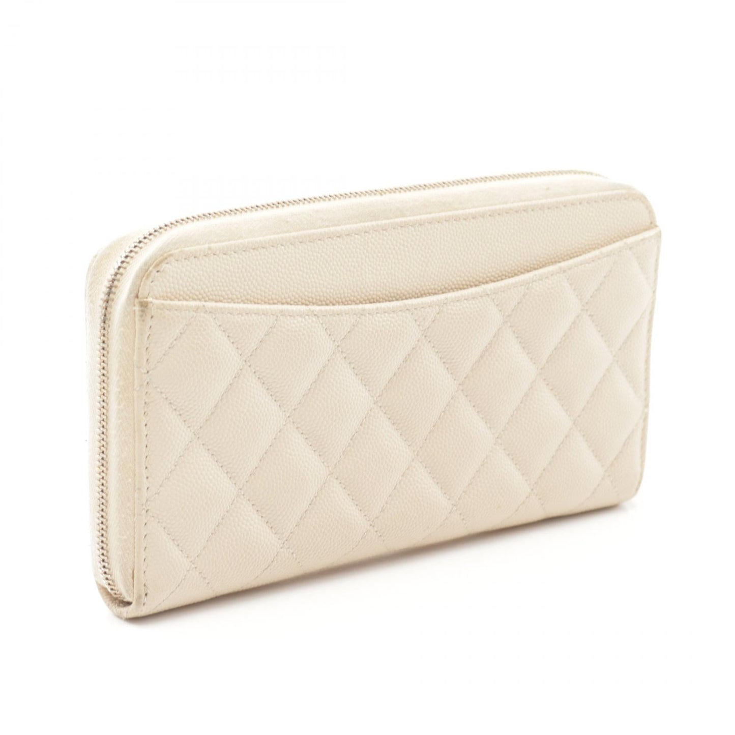 Chanel Classic Long Zip Wallet Leather Ivory