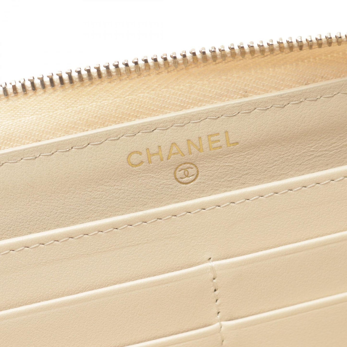 Chanel Classic Long Zip Wallet Leather Ivory