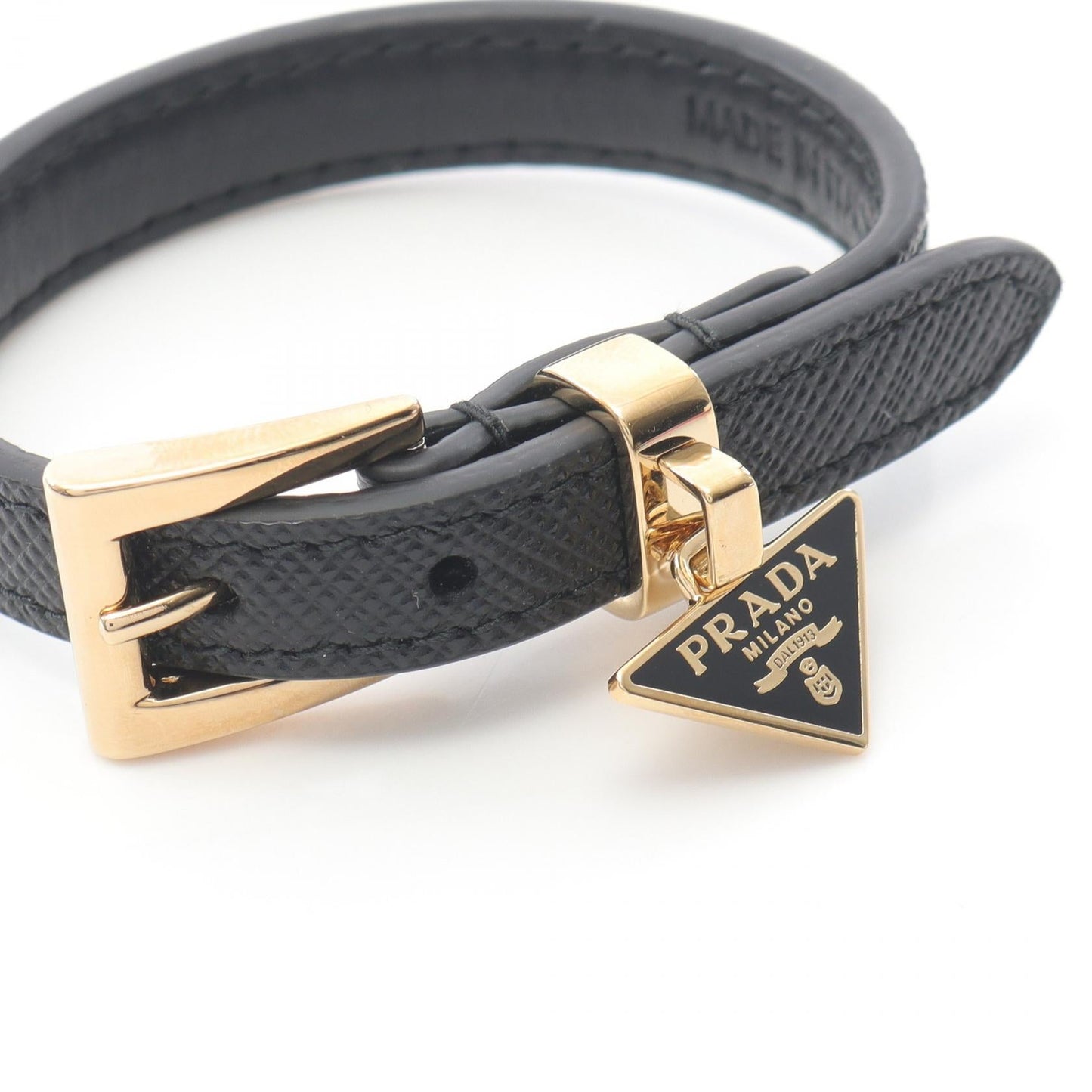 Prada Triangle Logo Saffiano Leather Bracelet