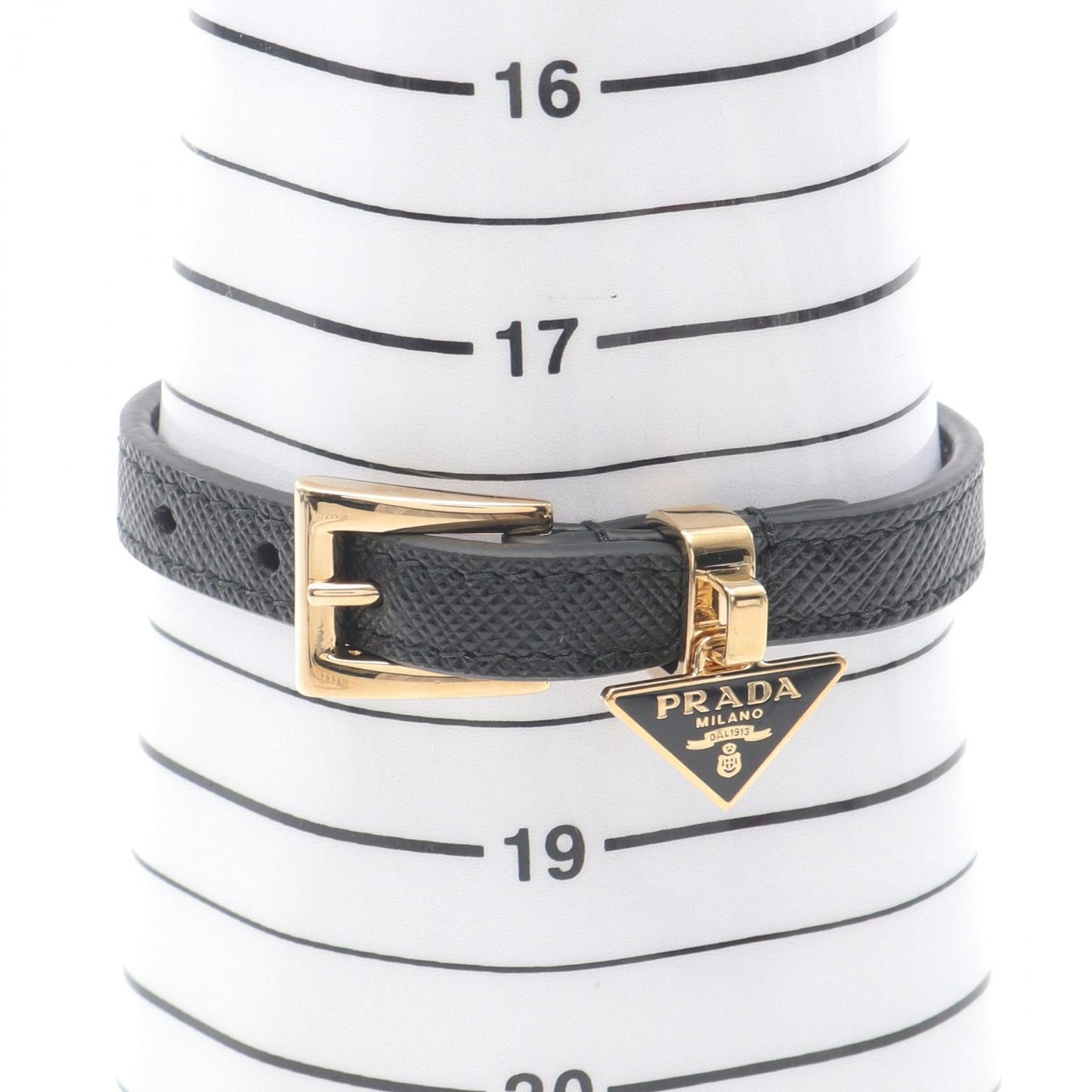 Prada Triangle Logo Saffiano Leather Bracelet