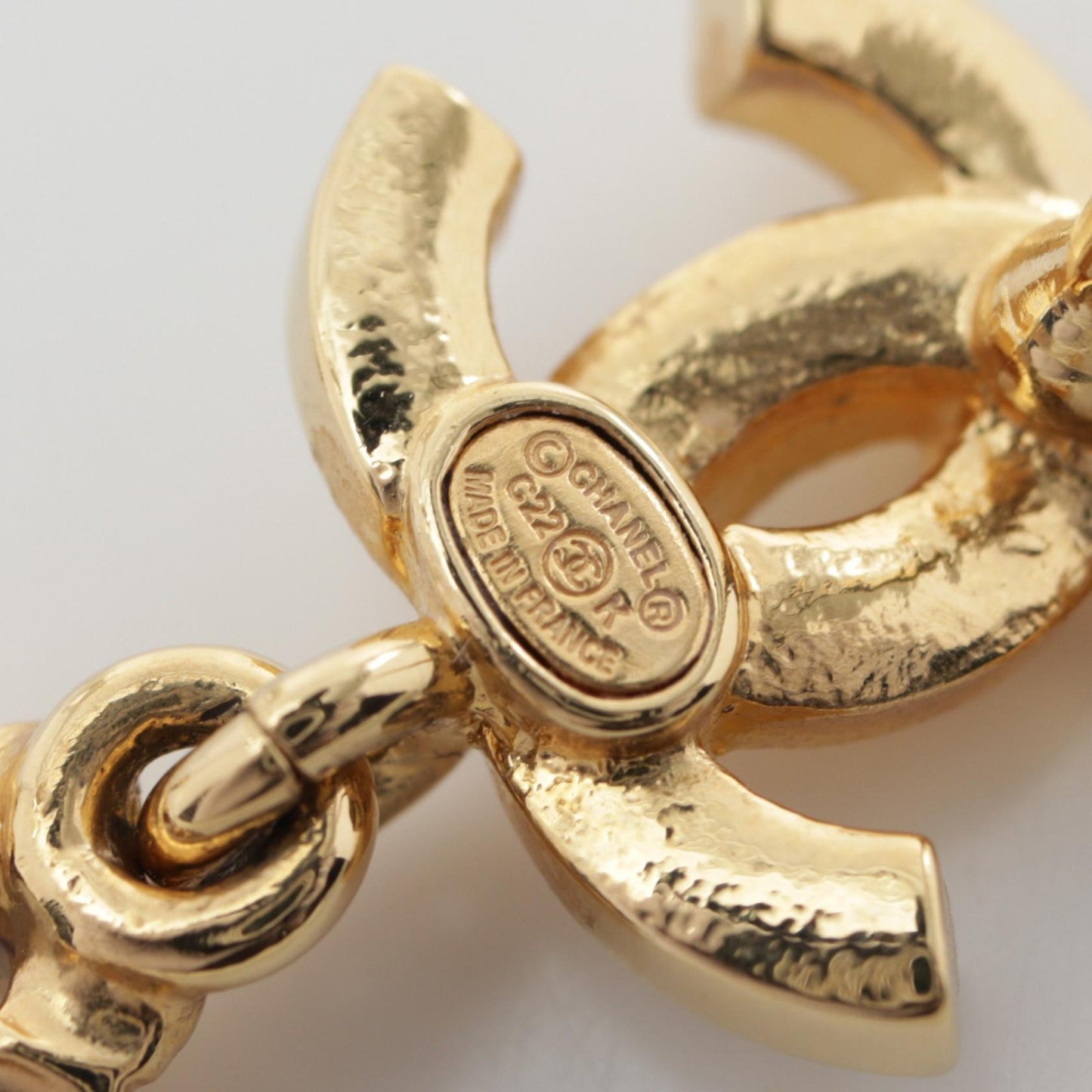 Chanel Coco Mark Earrings Gold Plated Rhinestone