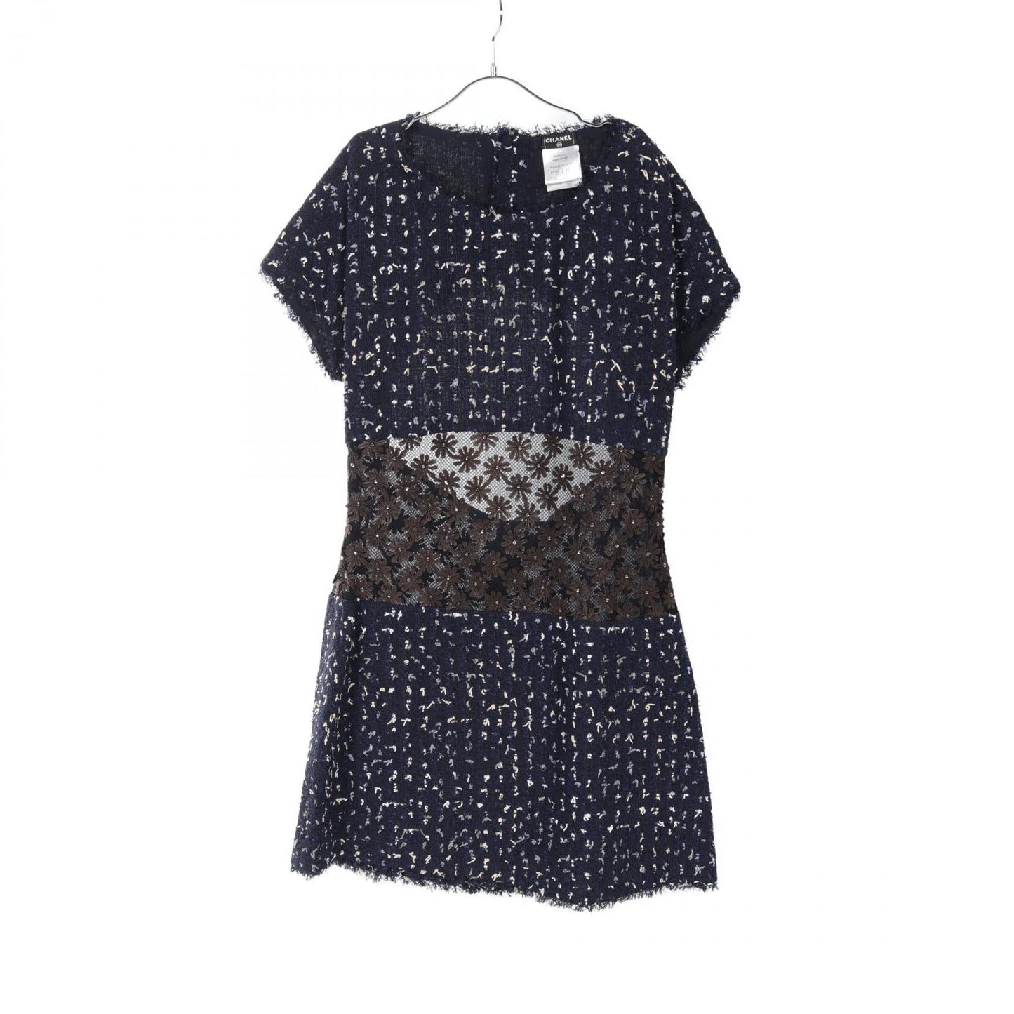 Chanel Cotton Polyester Dress Navy Multicolor