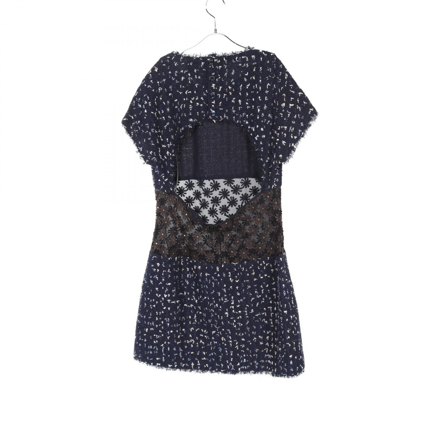 Chanel Cotton Polyester Dress Navy Multicolor
