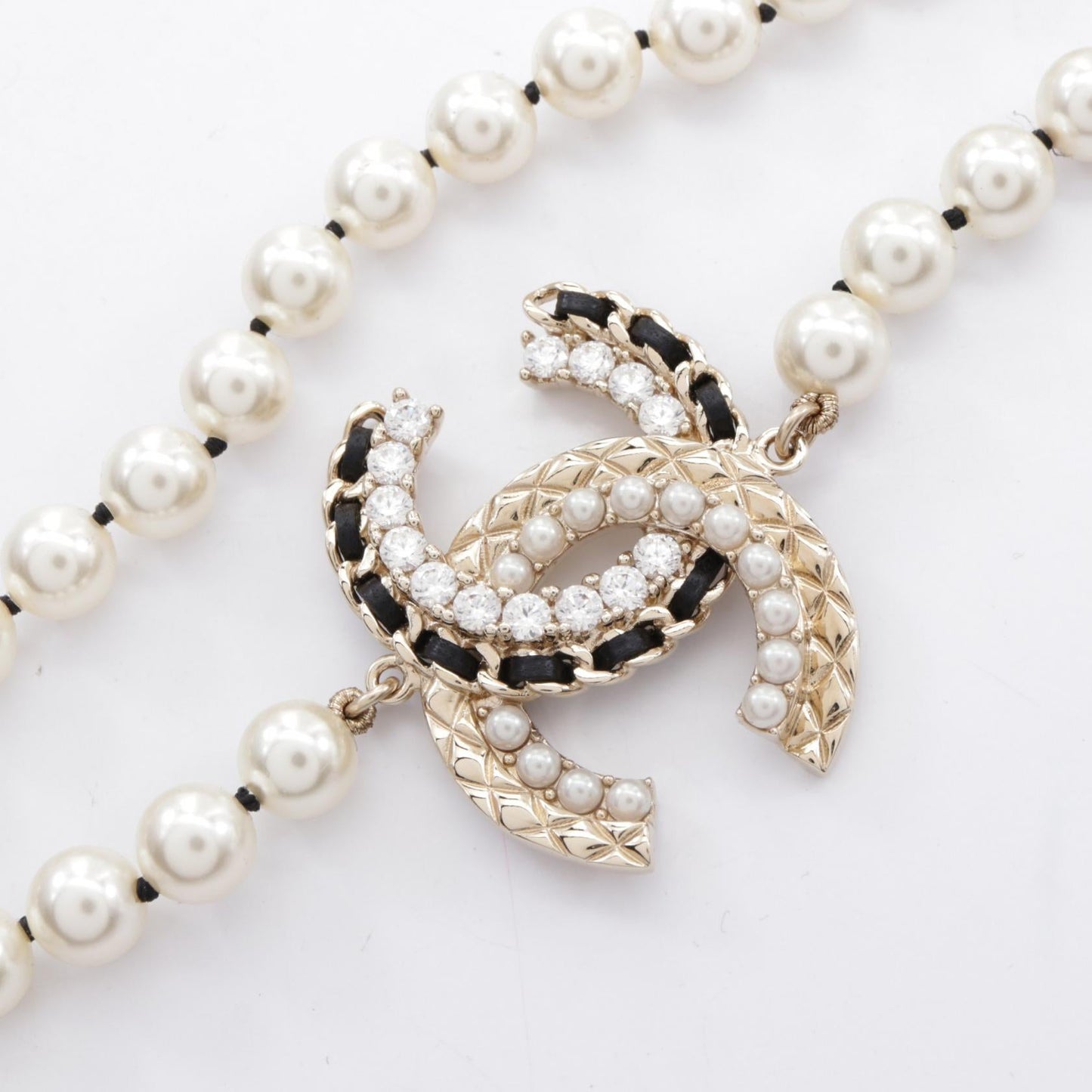 Chanel Coco Mark Necklace Gold Plated Faux Pearl