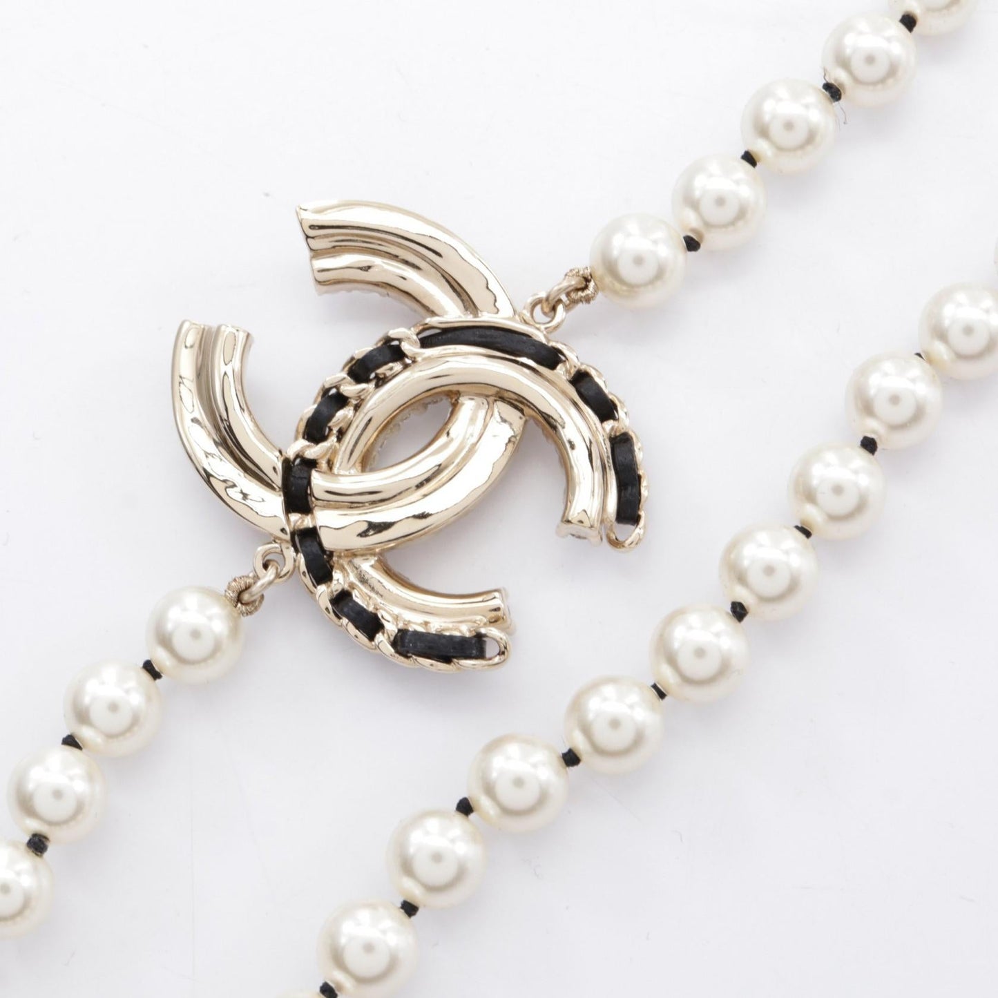 Chanel Coco Mark Necklace Gold Plated Faux Pearl