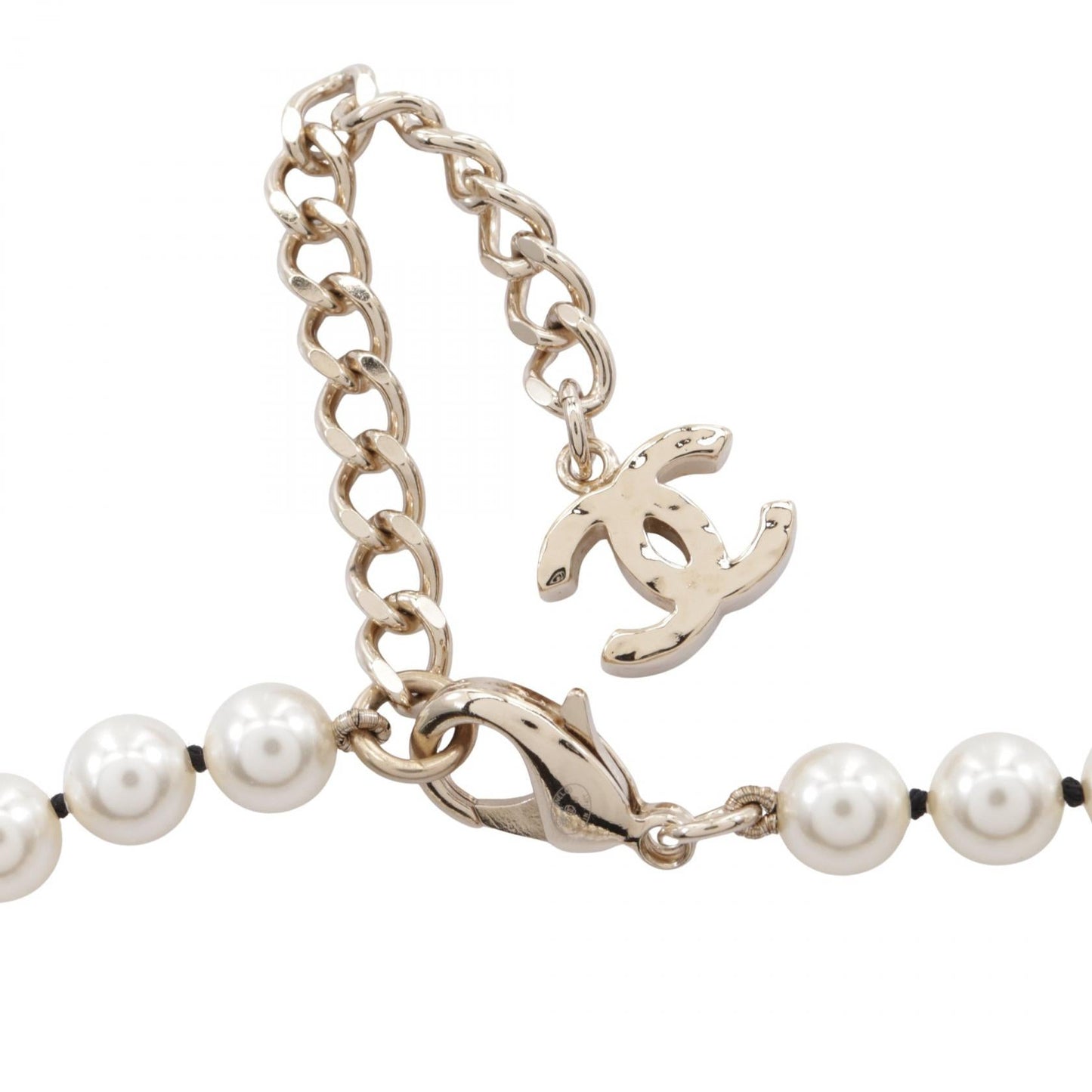 Chanel Coco Mark Necklace Gold Plated Faux Pearl