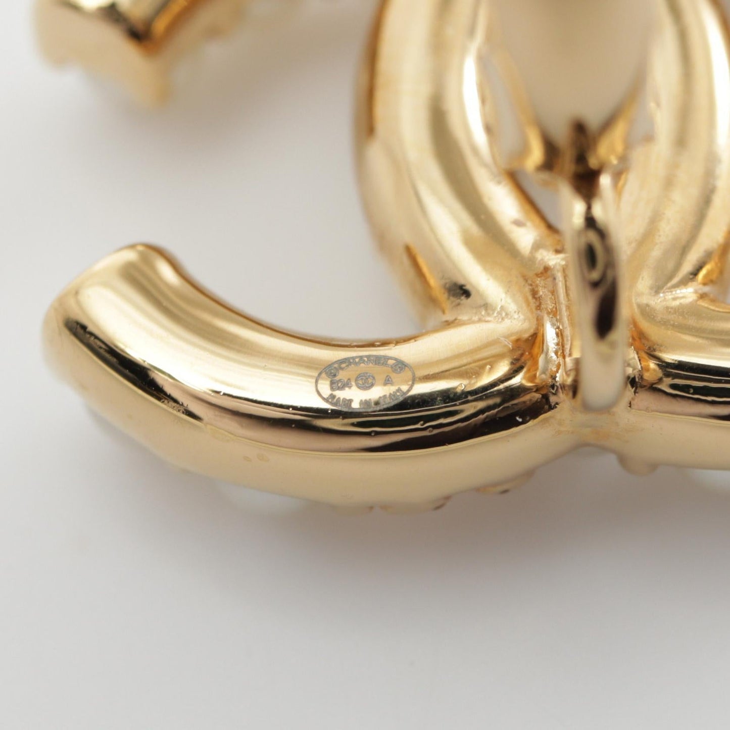 Chanel Coco Mark Earrings Gold Plated Faux Pearl