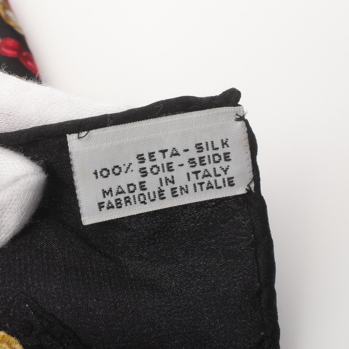 Chanel Silk Scarf Black Multicolor