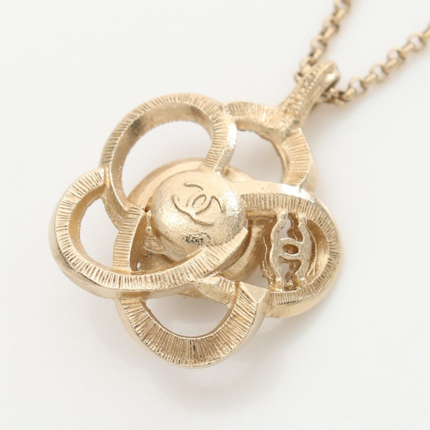 Chanel Camellia Coco Mark Necklace Gold Plated