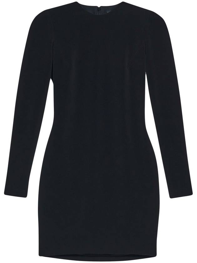 Balenciaga Women's Shoulder Pad Crew Neck Midi Dress Black