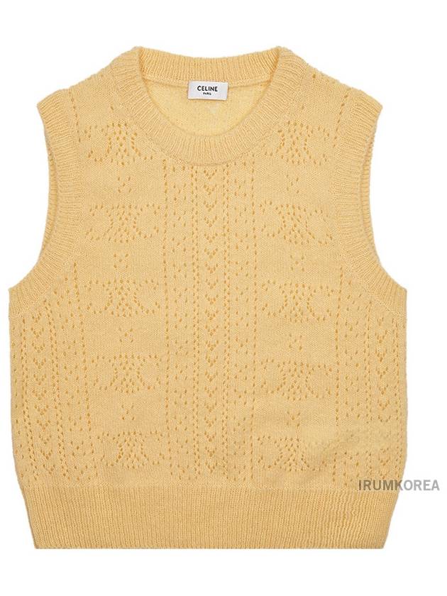 CELINE All Over Triomphe Shetland Pointelle Vest Yellow