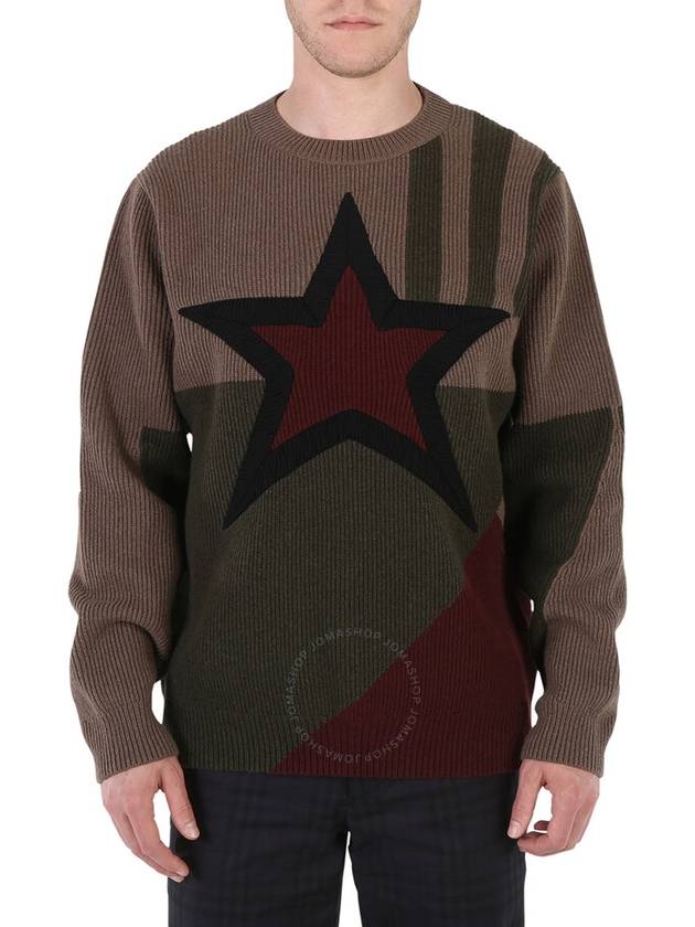 Burberry Burberry Men's Khaki Star Intarsia Wool Sweater Size Small