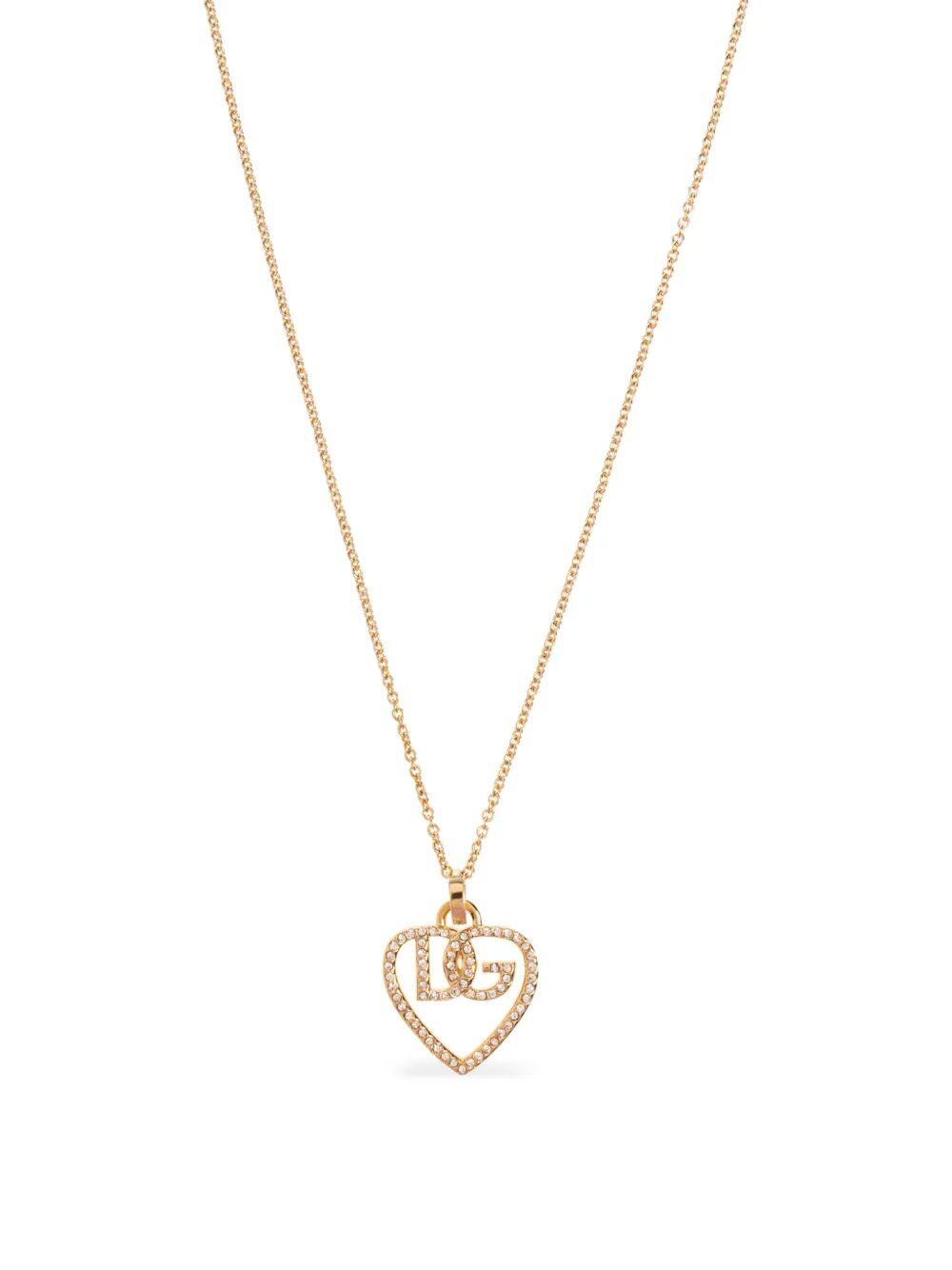 Dolce & Gabbana Women Heart And Logo Rhinestones Pendant Necklace
