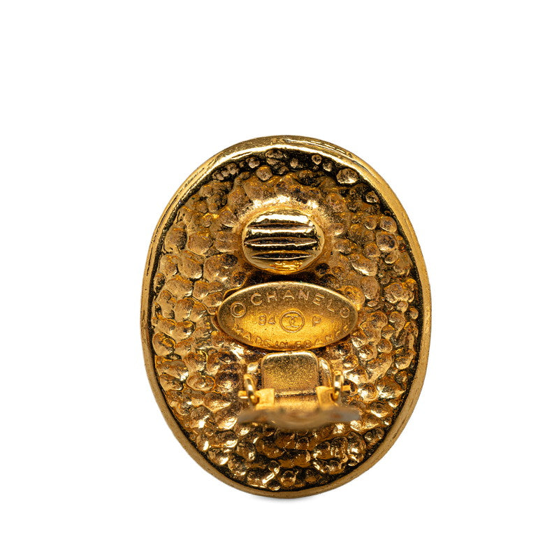 Chanel Vintage Coco Mark Earrings Gold Plated