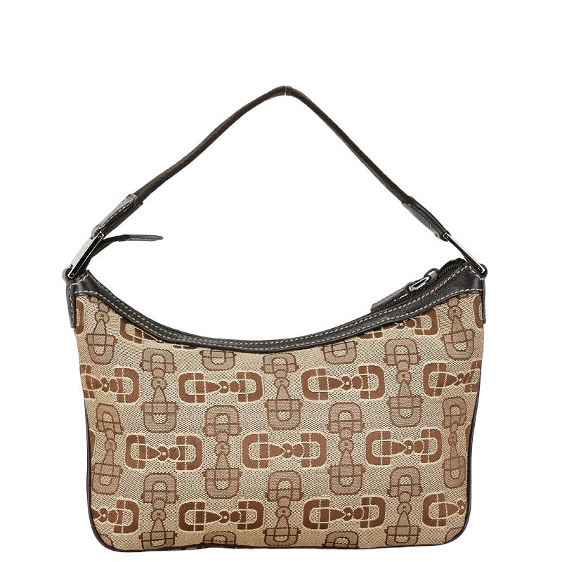 Gucci Horsebit Canvas Leather Shoulder Bag