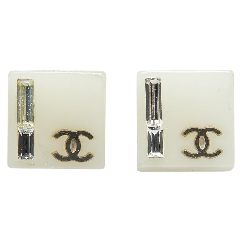 Chanel Coco Mark Square Earrings Plastic Metal