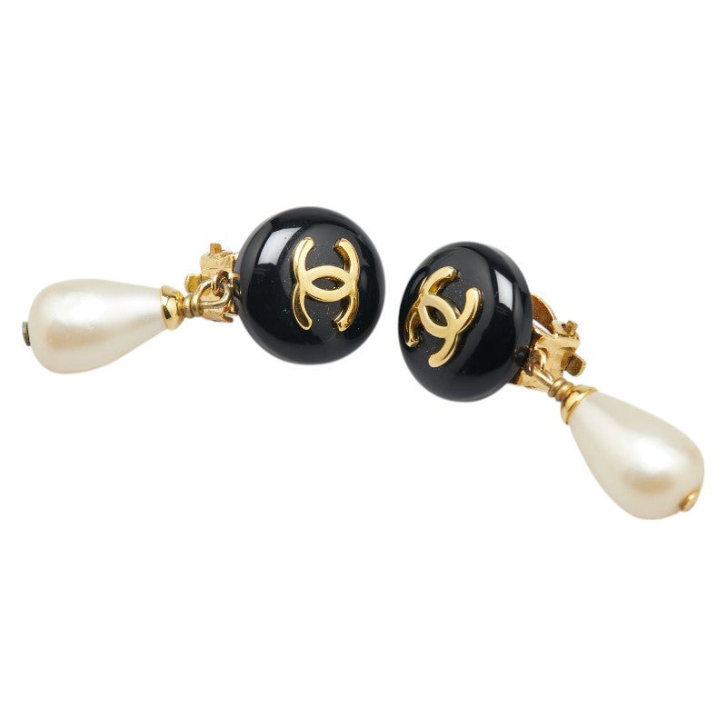 Chanel Vintage Coco Mark Faux Pearl Earrings