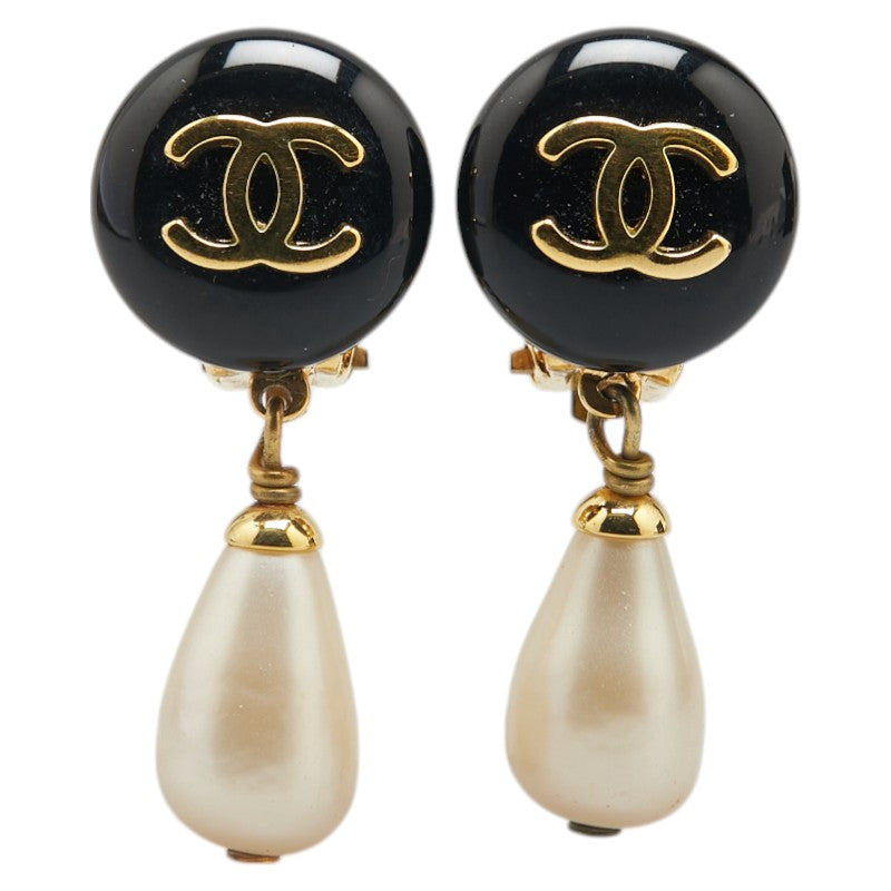 Chanel Vintage Coco Mark Faux Pearl Earrings