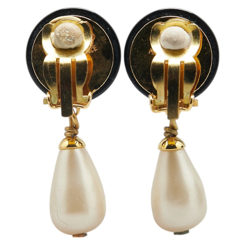 Chanel Vintage Coco Mark Faux Pearl Earrings