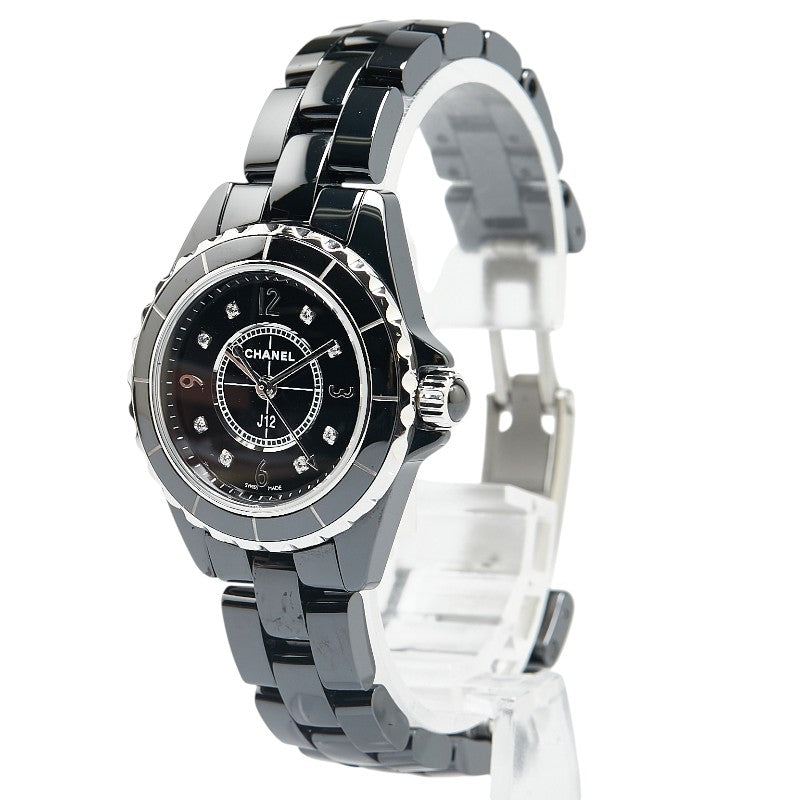 Chanel J12 8P Diamond Quartz Watch Ceramic Stainless Steel