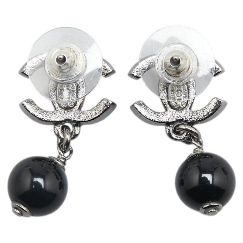 Chanel Coco Mark Rhinestone Earrings Metal