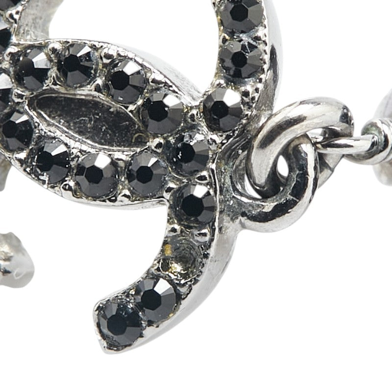 Chanel Coco Mark Rhinestone Earrings Metal