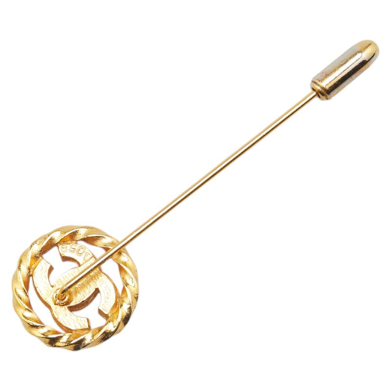 Chanel Coco Mark Rhinestone Brooch Gold