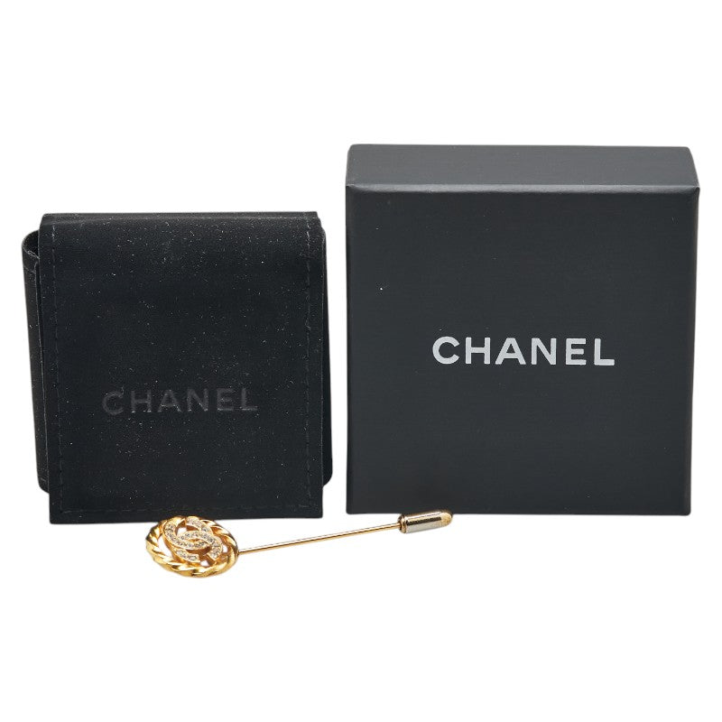Chanel Coco Mark Rhinestone Brooch Gold