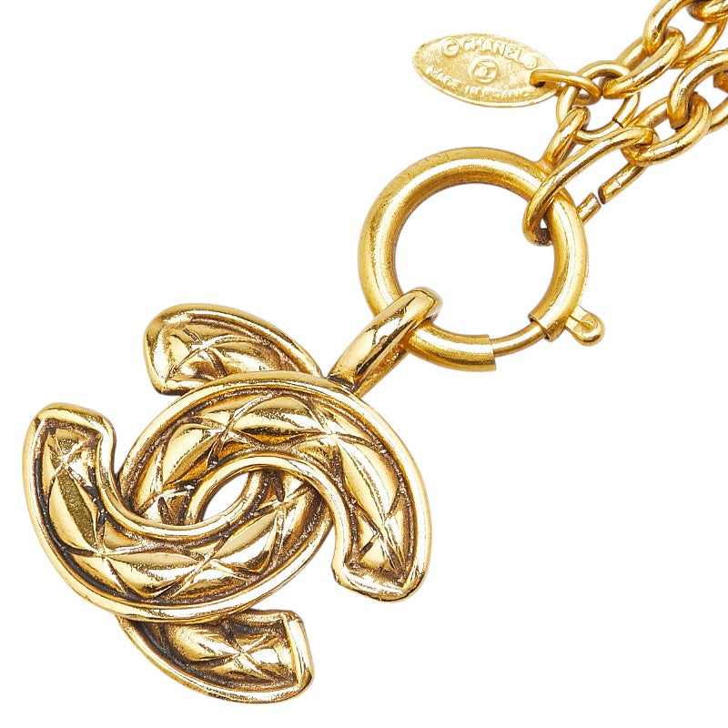 Chanel Matelasse Coco Mark Necklace Gold