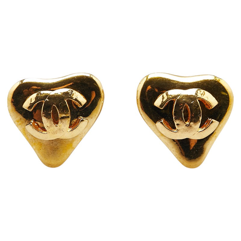 Chanel Heart Earrings Gold Clip-on